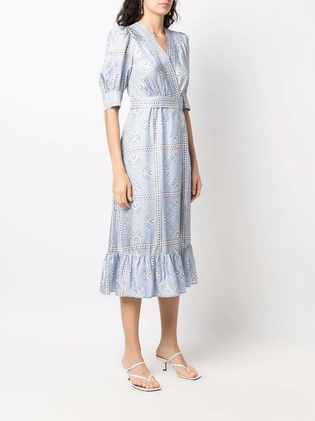Sandro Enrika Midi Dress Sky Blue Size 6 for rent on The Volte - main image