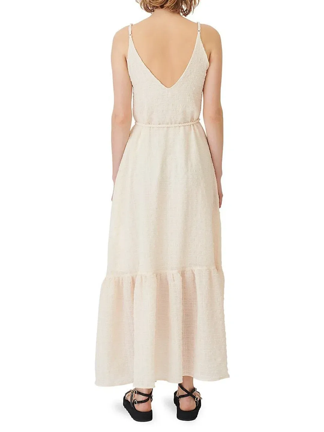 Maje Rolio Strappy Woven Maxi Dress Ecru Cream Size 34 / AU 6 for rent on The Volte - main image