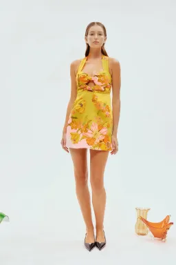 Alemais Silas Halter Mini Dress In Multi Floral Size 14 for rent on The Volte - image 2