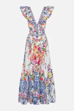 Camilla Dutch is life Tiered Dress With Neck Frill Multi Floral Size XL/ AU 16 for rent on The Volte - image 3