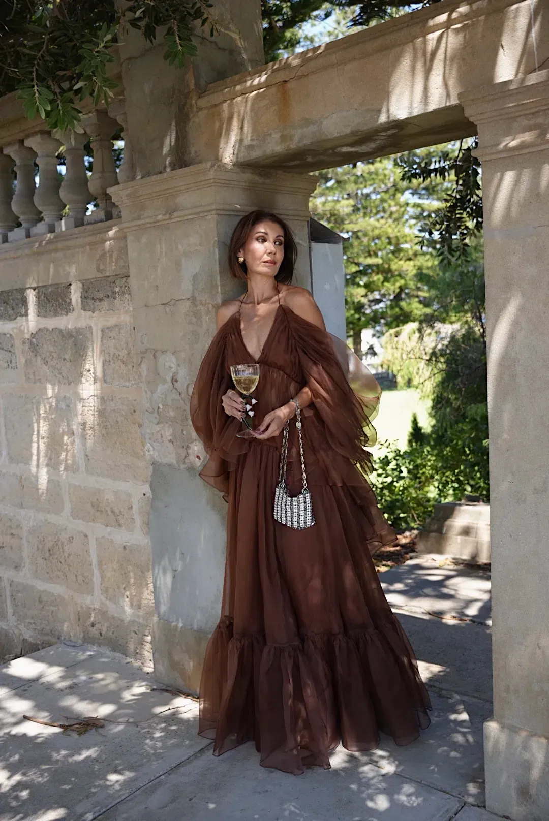 Zimmermann Natura Billow Top & Skirt Set Brown Size 0 / AU 8  for rent on The Volte - main image