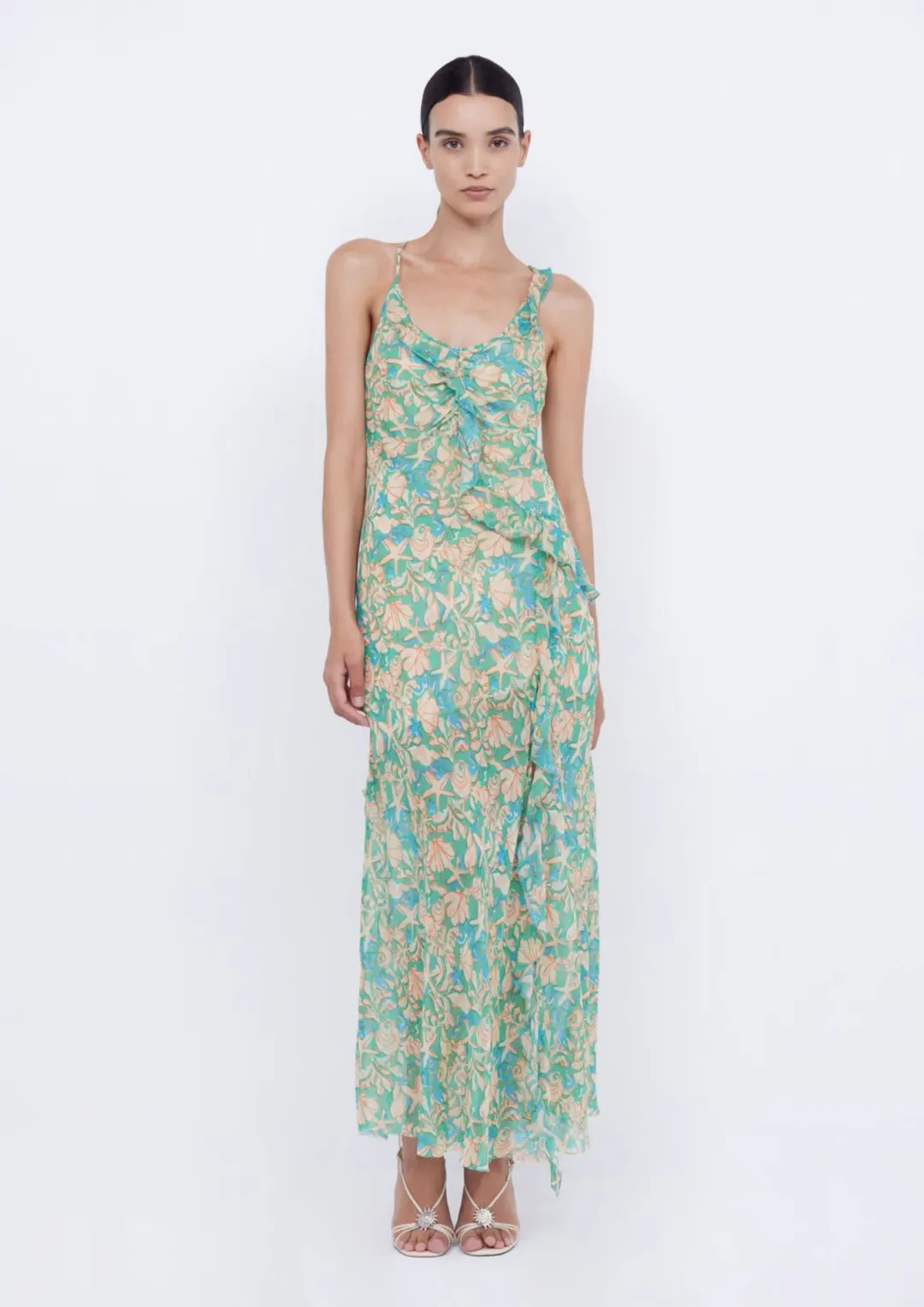 Bec & Bridge Oasis Frill Maxi Dress Under The Sea Print Size 6 for rent on The Volte - main image