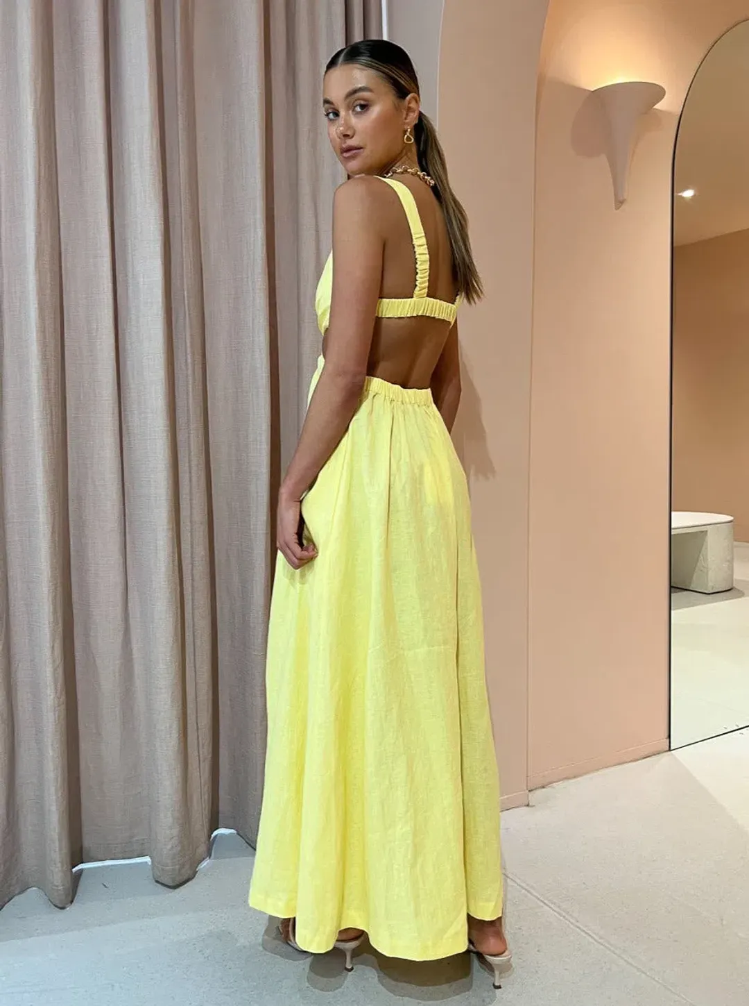 Hansen and Gretel Paros Dress in Sunflower Size 8  for rent on The Volte - main image