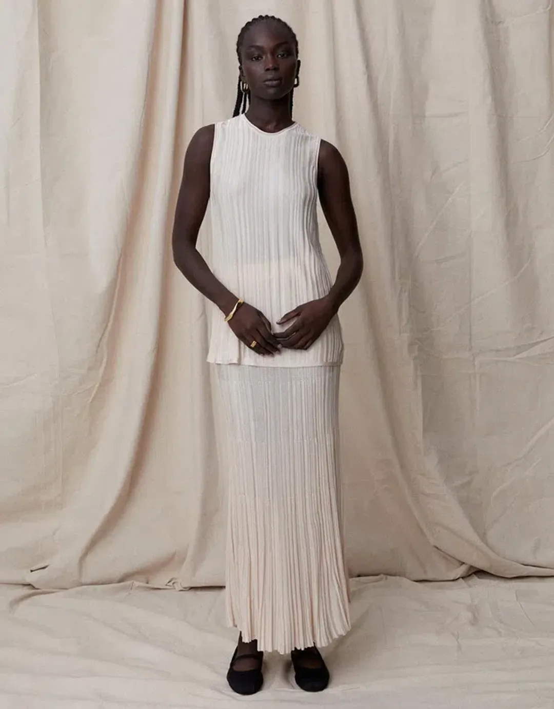 Blanca Adelina Top and Skirt Set Cream Size 8 for rent on The Volte - main image