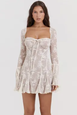 House of CB Analissa Lace Corset Mini Dress Vintage Cream Size S / AU 8 for rent on The Volte - image 2