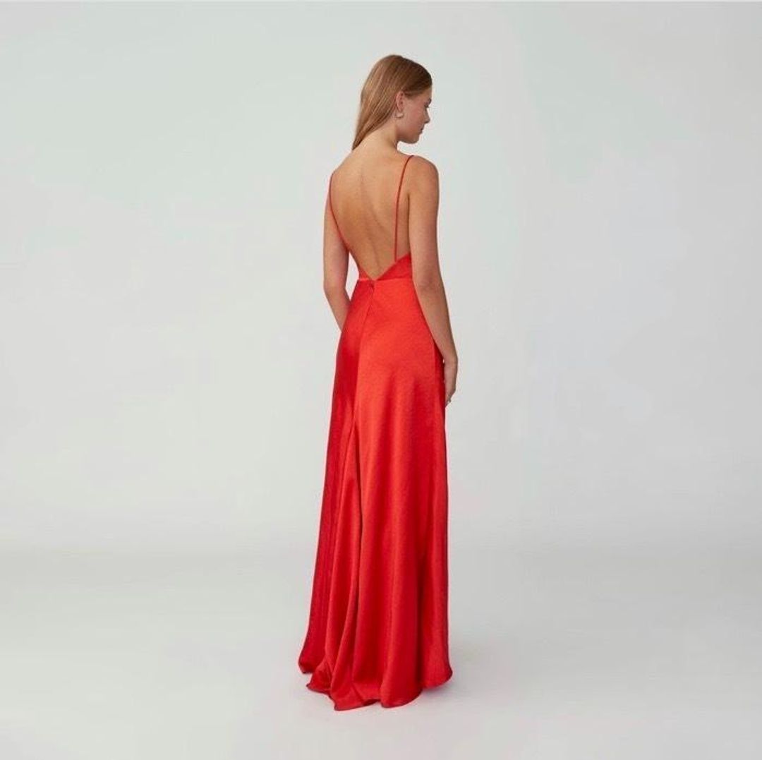 Fame & Partners Strappy Draped Gown Size 10 for rent on The Volte - main image
