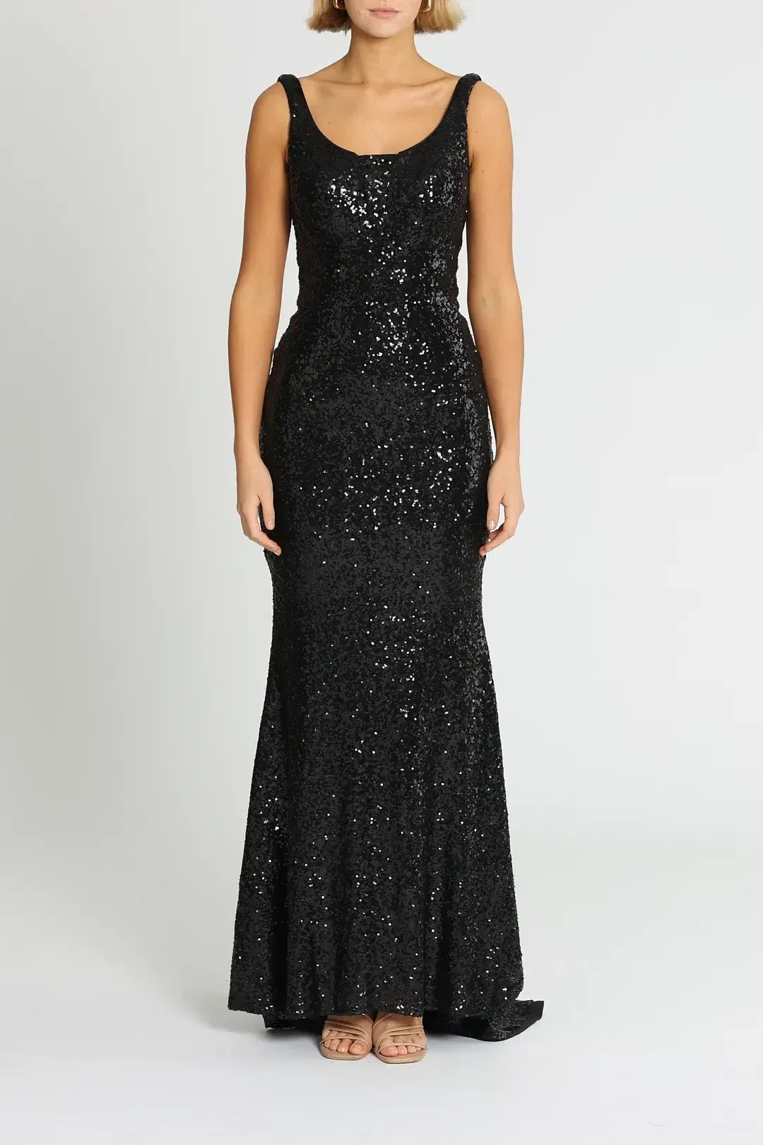 Tina Holly Annalise Sequin Gown in Black Size 8 for rent on The Volte - main image
