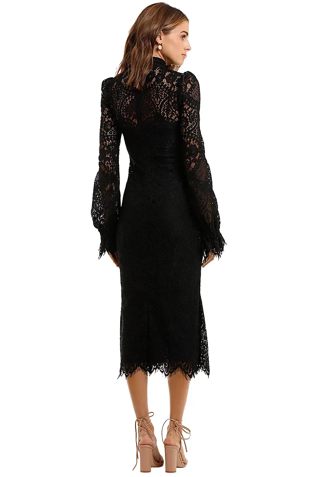 Wandering Lace Midi Dress Black Size 10 for rent on The Volte - main image