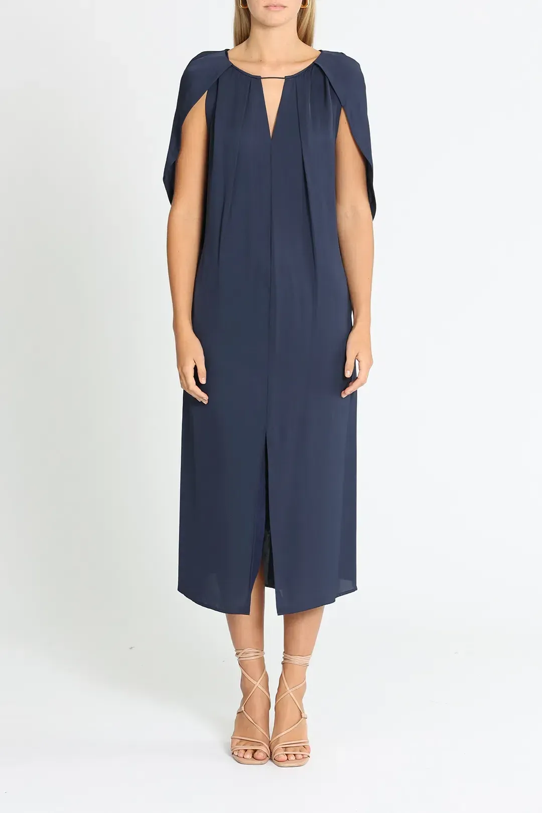 Willow Silk Midi Dress in Navy Size 10 for rent on The Volte - main image