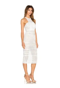 Self Portrait Stripe Mesh Column Dress White Size 8 for rent on The Volte - image 2
