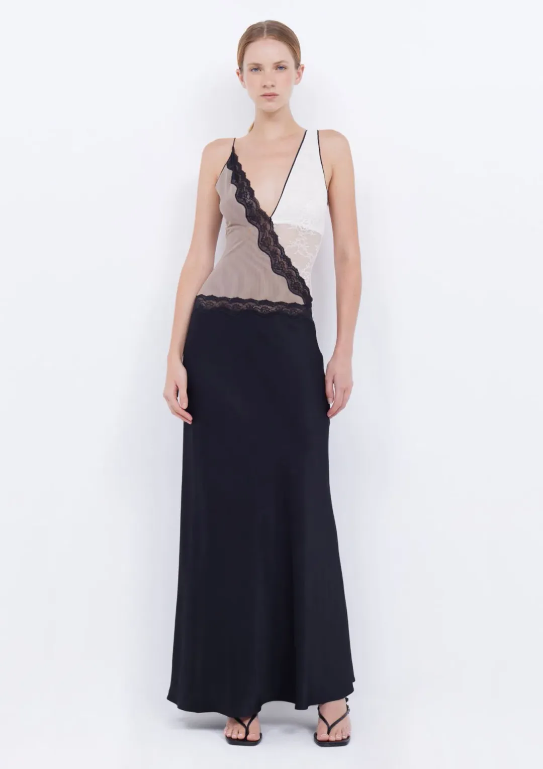 Bec & Bridge Abrielle Lace Maxi Dress Black/Taupe/Ivory Size 10 AU for rent on The Volte - main image