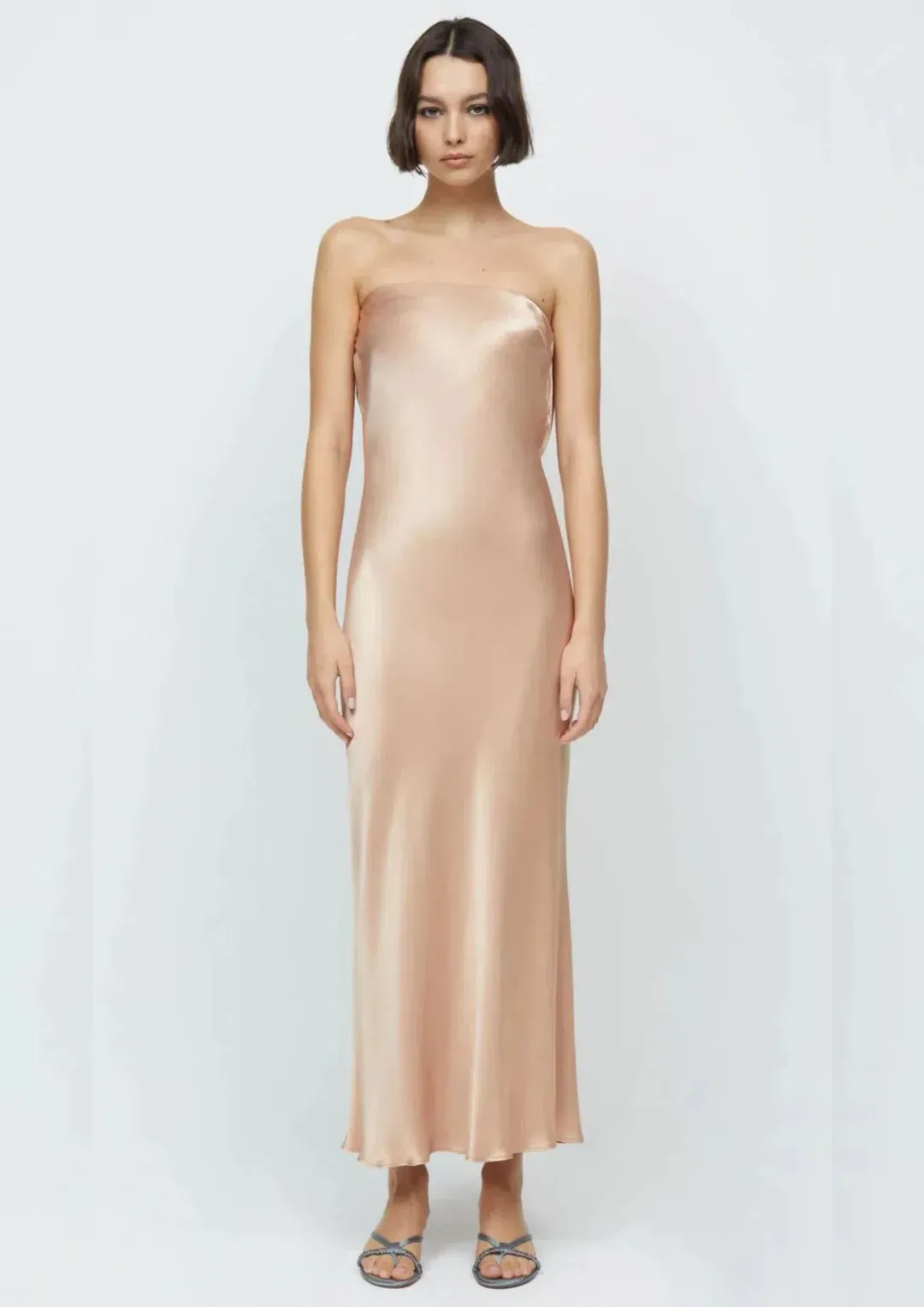Bec & Bridge Moon Dance Strapless Maxi Dress Rose Gold AU 8 for rent on The Volte - main image