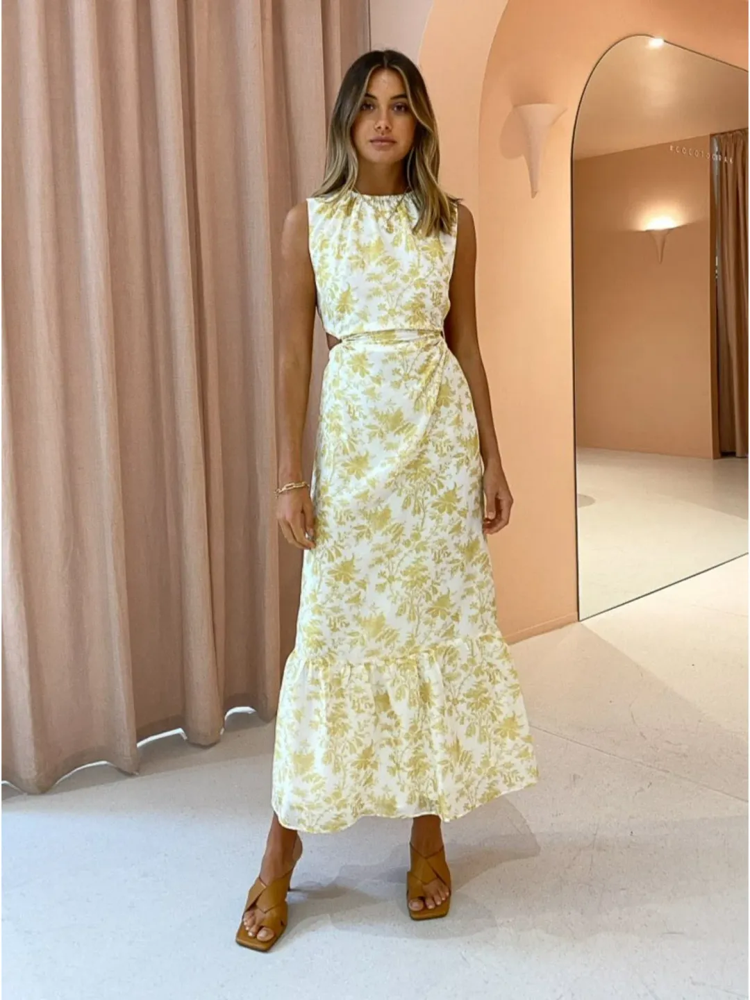 Sir The Label Sir The Label Clementine Cut Out Gown in Ivory Clementine Size AU 10 for rent on The Volte - main image