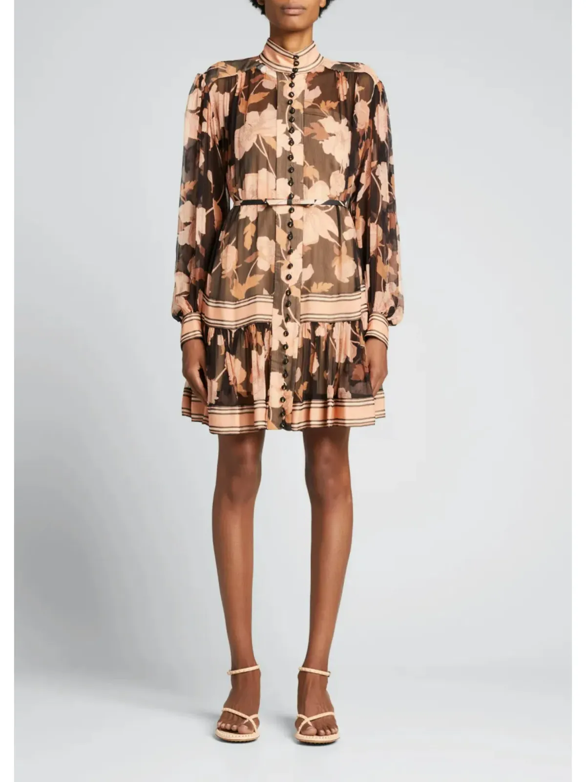Zimmermann Concert Peonies Panelled Mini Dress Black Peonies Size 0 / AU 8 for rent on The Volte - main image