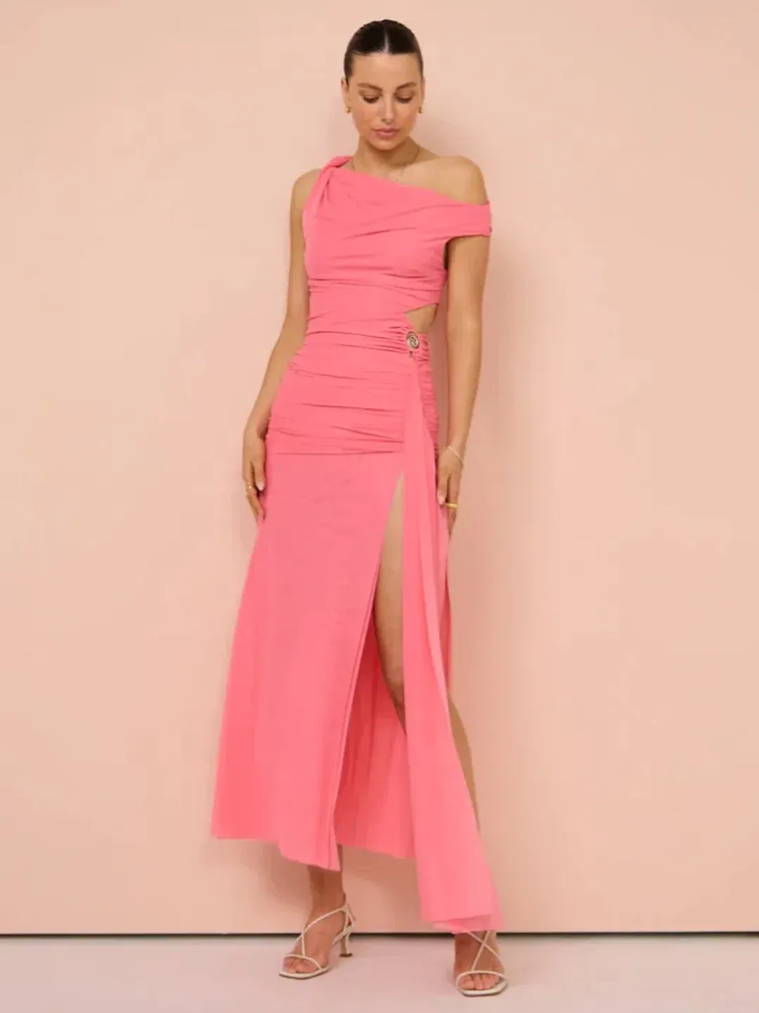 Bec & Bridge Kailani Asym Dress Grapefruit Pink Size 6 for rent on The Volte - main image