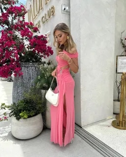 Bec & Bridge Kailani Asym Dress Grapefruit Pink Size 6 for rent on The Volte - image 3