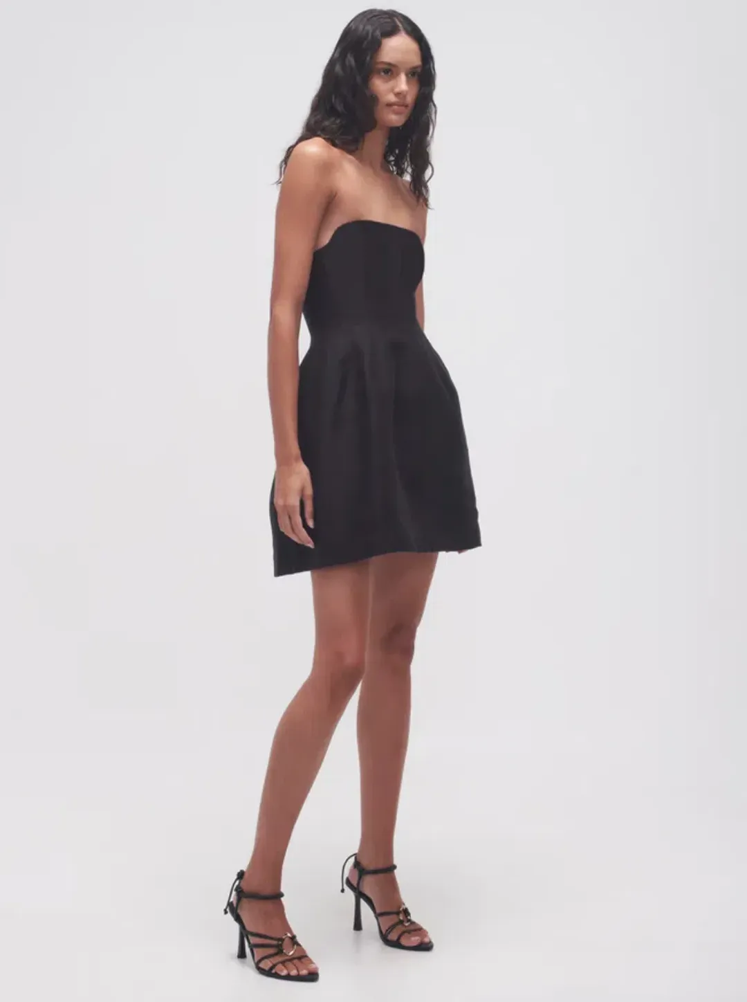 Aje Baret Strapless Mini Dress Black Size 8  for rent on The Volte - main image
