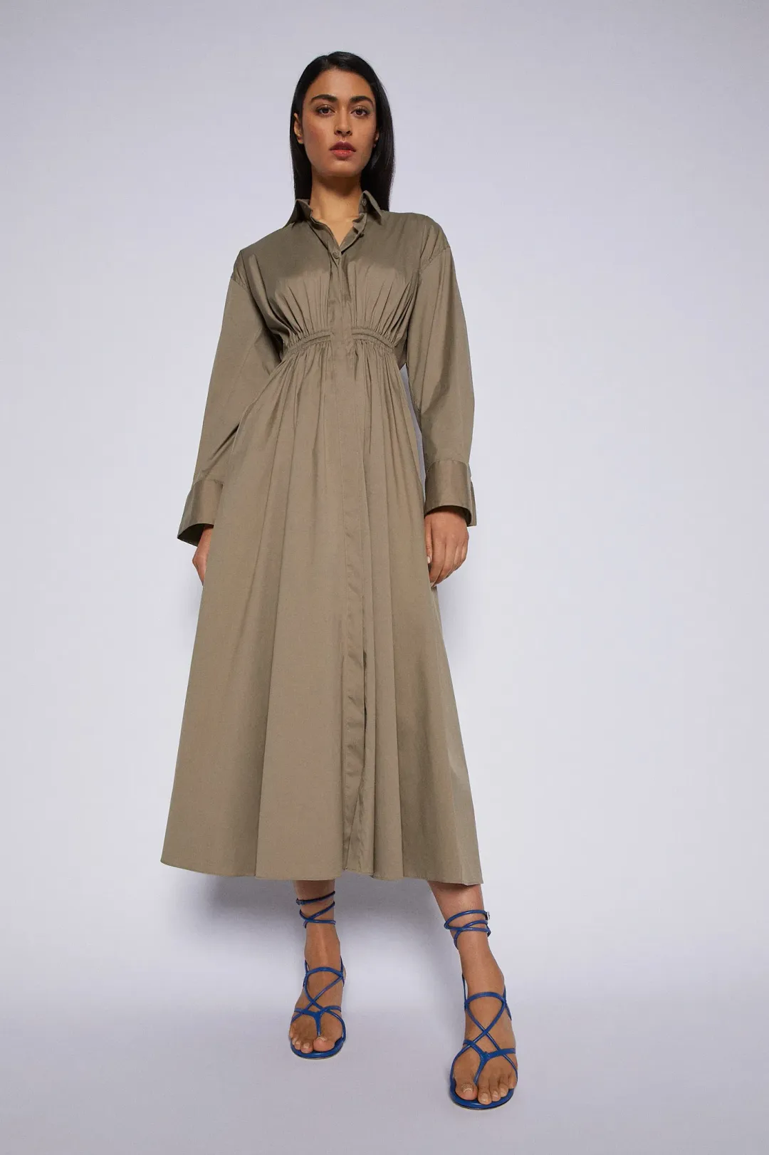 Scanlan Theodore Cotton Gathered Dress in Doe Size 6 for rent on The Volte - main image