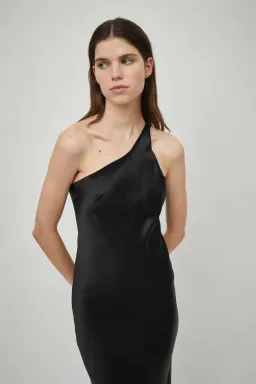 Beare Park Silk Satin One Shoulder Tank Dress Black Size 6 for rent on The Volte - image 4