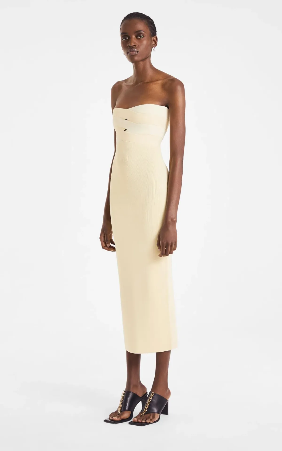 Dion Lee Interlock Midi Dress Yellow Size XS/AU 6 for rent on The Volte - main image