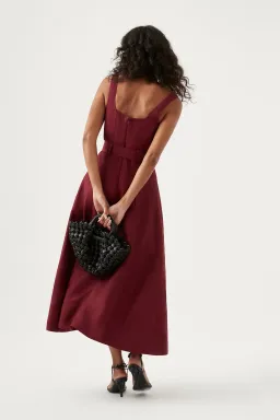 Aje Clay Belted Midi Dress Burgundy Size M /AU 10 for rent on The Volte - image 3