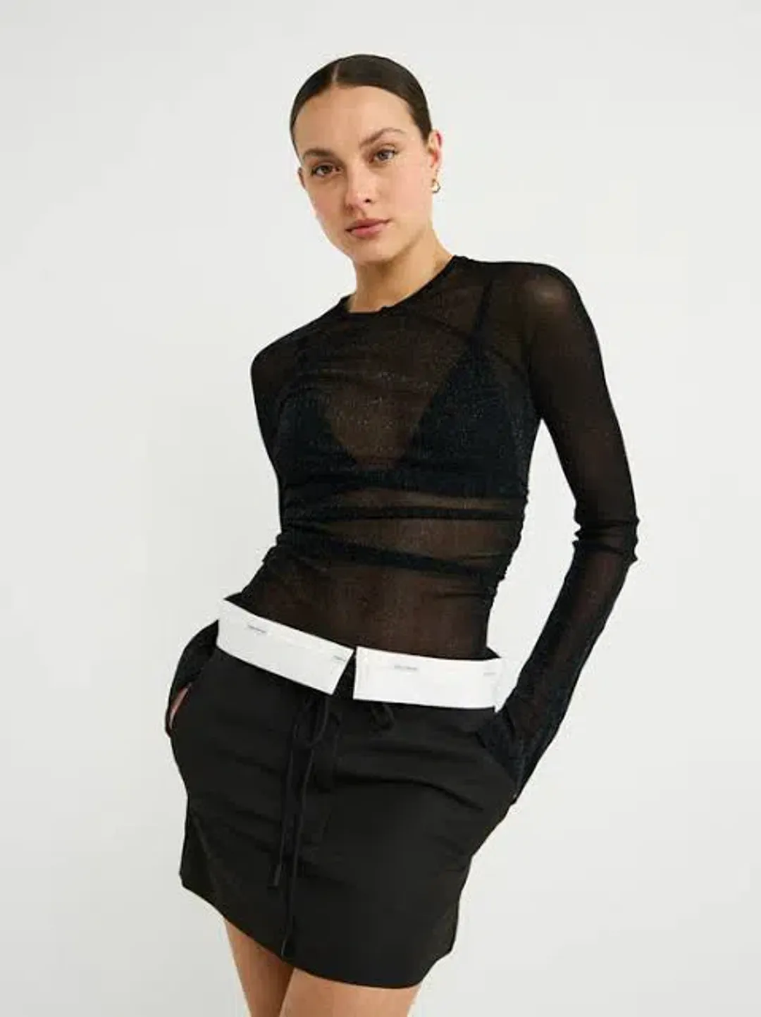 Camilla and Marc Marcello Sheer Top Black Size 10 AU for rent on The Volte - main image