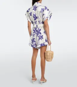 Zimmermann Acadian Cuffed Playsuit Ivory/Blue Floral Size 0 / AU 8 for rent on The Volte - image 3