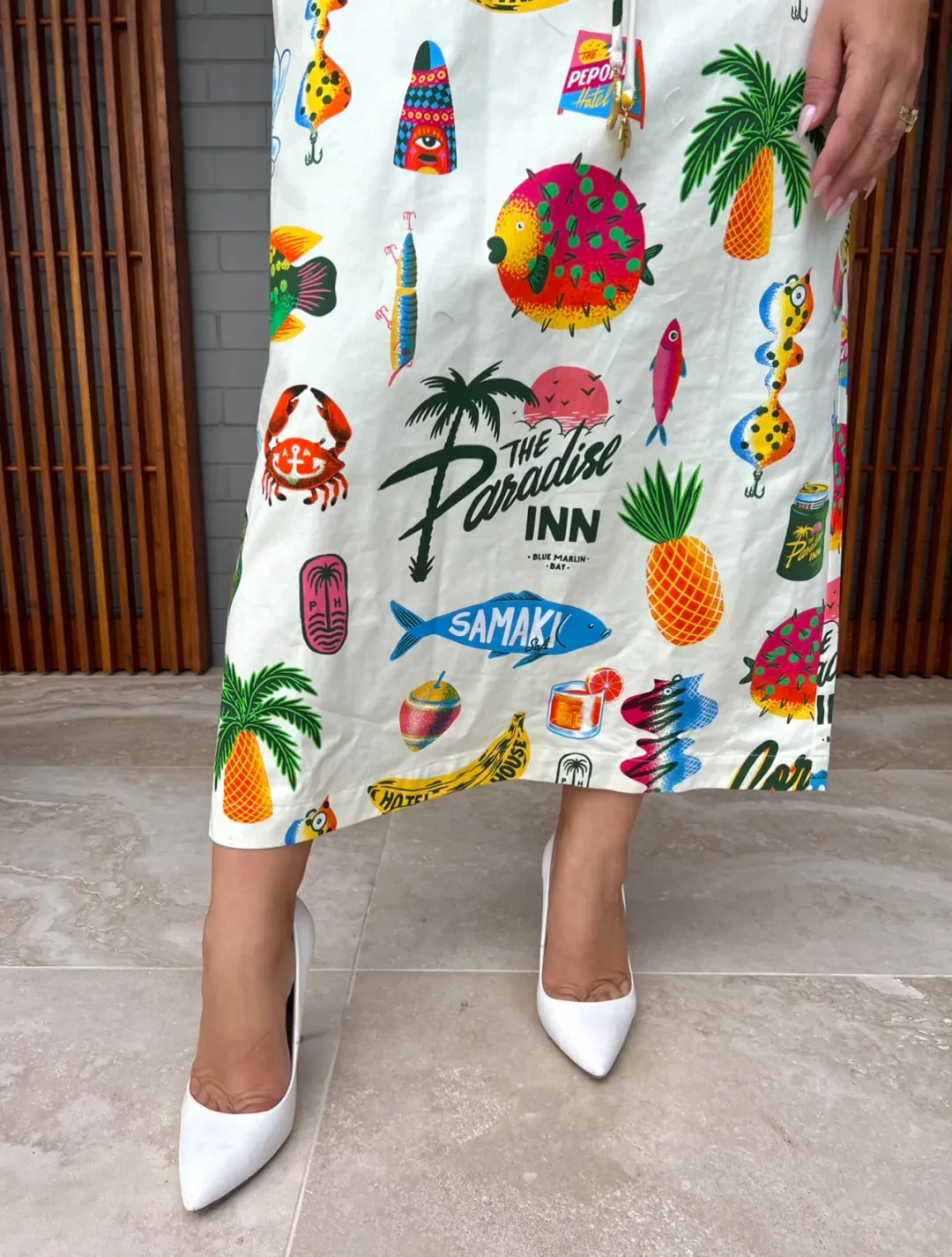 Alemais Samaki Puff Sleeve Midi Dress in Multi Size AU 16 for rent on The Volte - main image