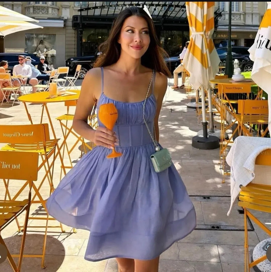 Zimmermann Natura Ruched Mini Dress in Iris Size 0P / AU 6 for rent on The Volte - main image