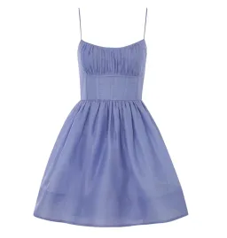 Zimmermann Natura Ruched Mini Dress in Iris Size 0P / AU 6 for rent on The Volte - image 2