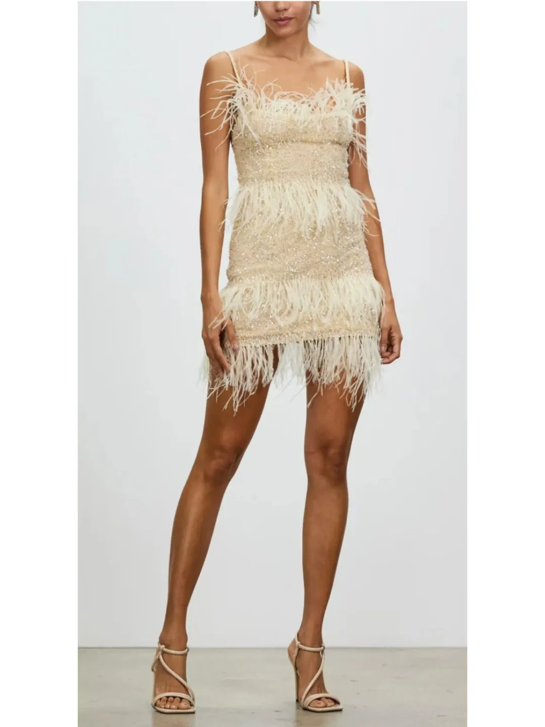 Rachel Gilbert Frenchy Mini Dress Nude Size AU 10 for rent on The Volte - main image