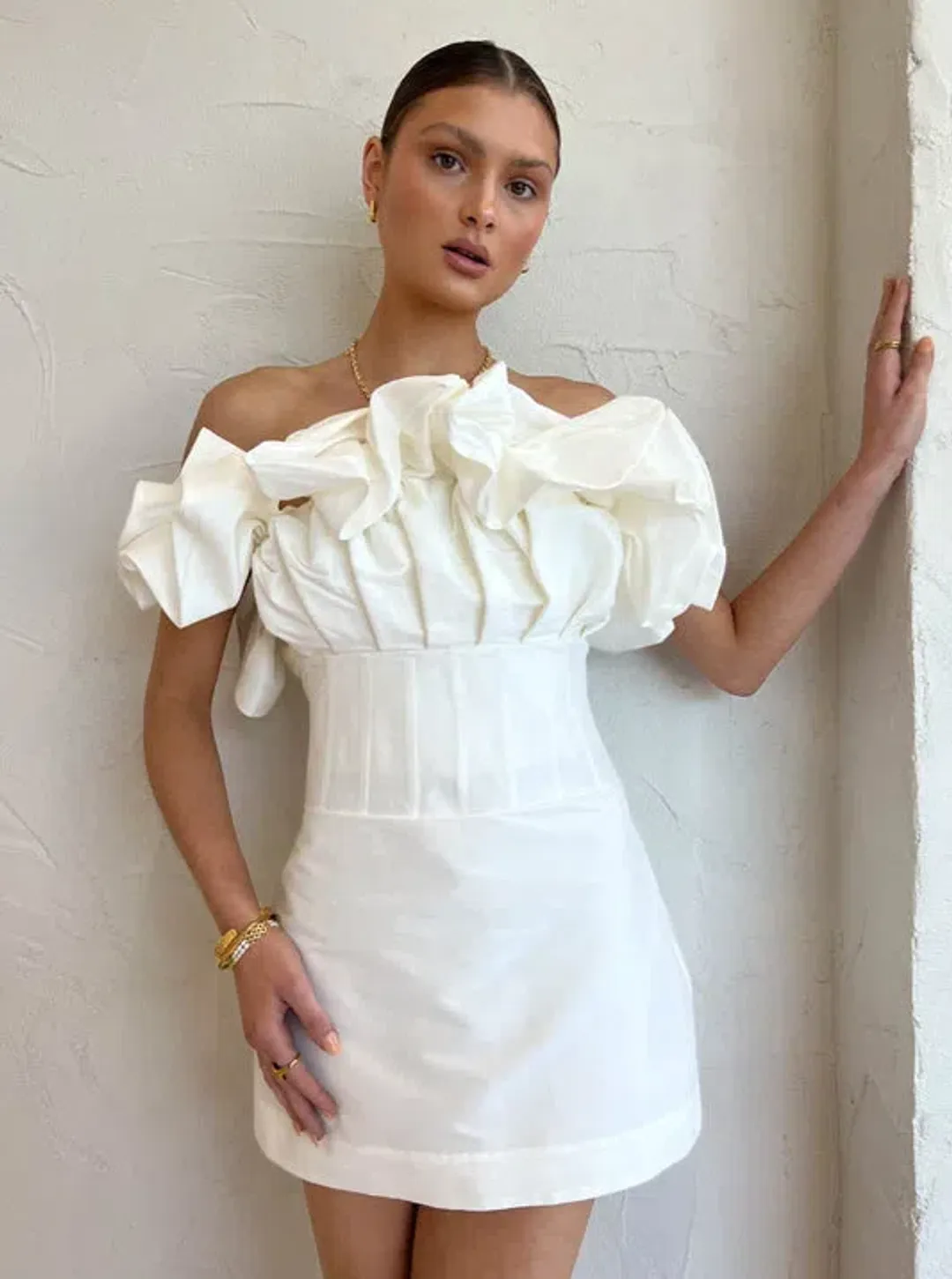 Rachel Gilbert Freida Mini Dress Ivory Size 3 / AU 12 for rent on The Volte - main image