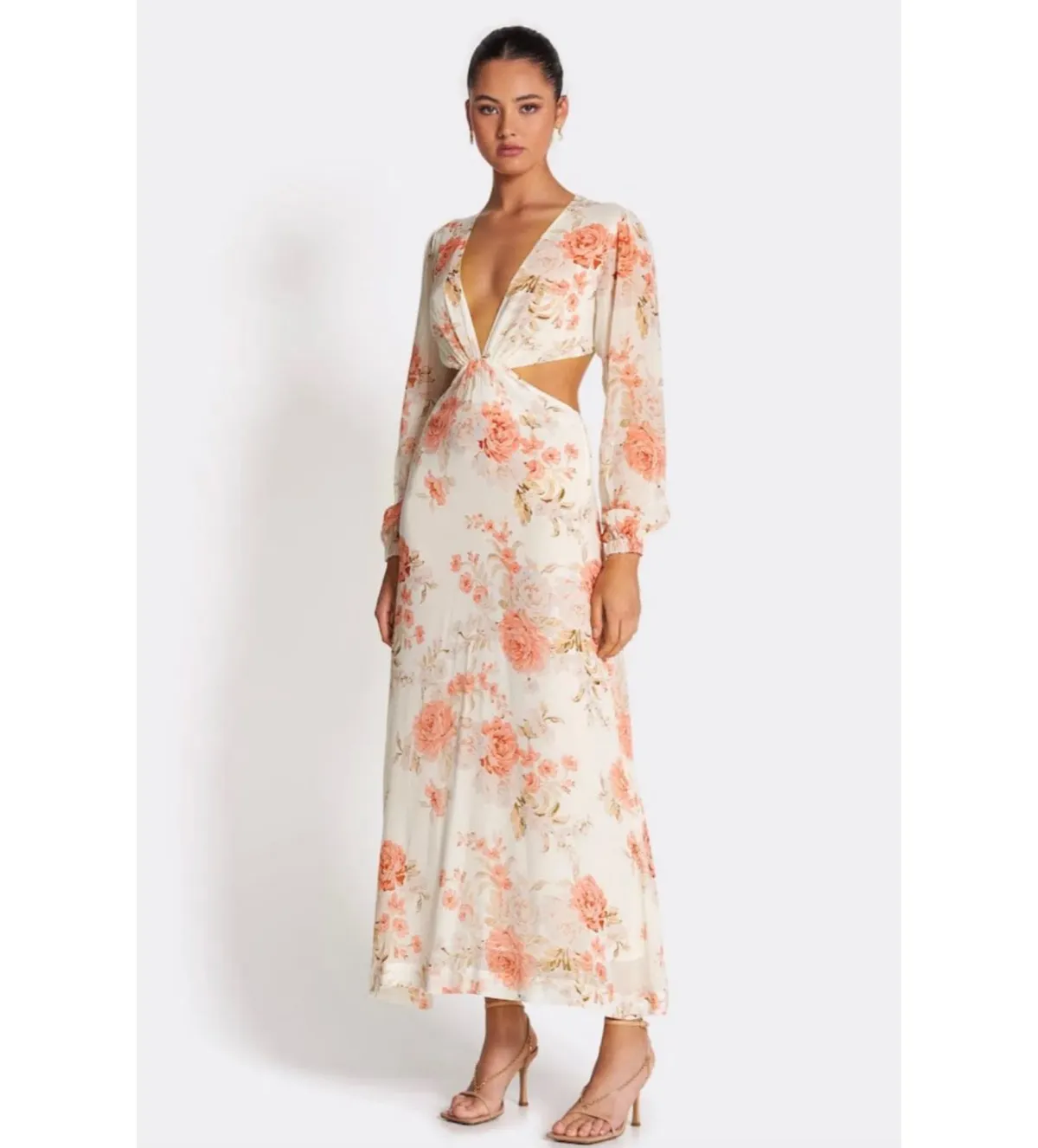 Sophia The Label Sara Open Back Midi Dress Rose White Size 8 for rent on The Volte - main image
