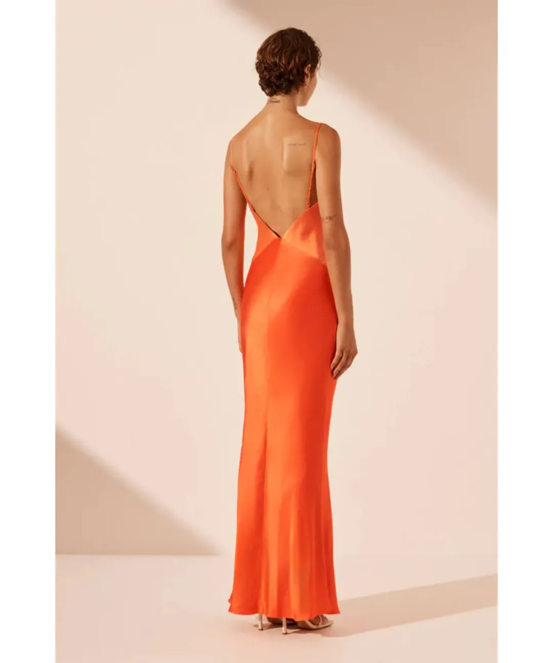 Shona Joy Mia Contrast Spliced Maxi Dress Red Orange/Hibiscus Size AU 10 for rent on The Volte - main image