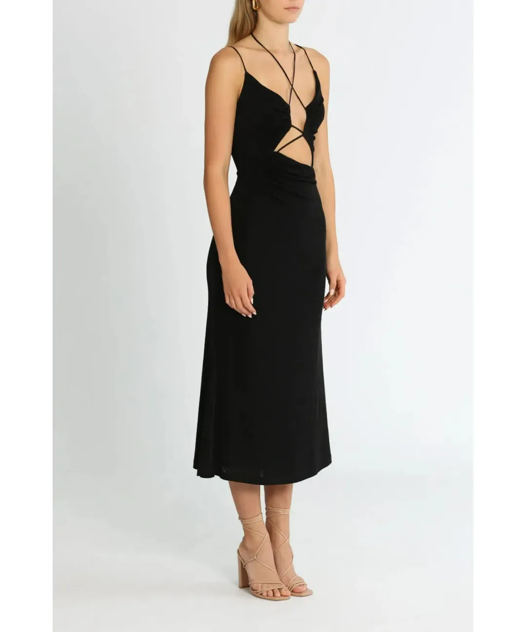 Misha Estera Midi Dress Black Size 10 for rent on The Volte - main image