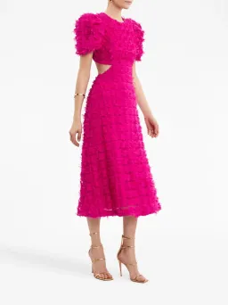 Rebecca Vallance Cherie Amour Puff Sleeve Midi Dress in Hot Pink Size 8 for rent on The Volte - image 1