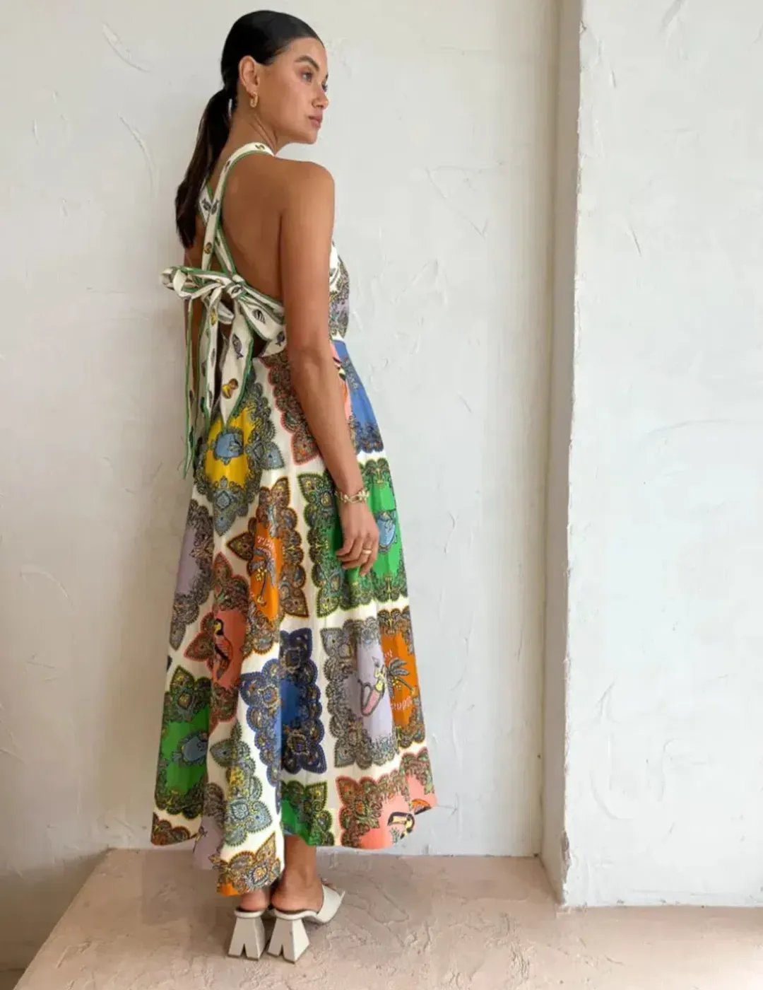 Alemais Trippy Troppo Halter Midi Dress Multi Size 12 for rent on The Volte - main image