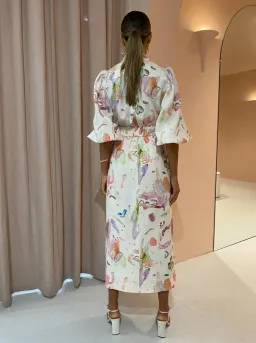 Alemais Annie Watercolour Print Shirt Midi Dress Multi Size 12 for rent on The Volte - image 2
