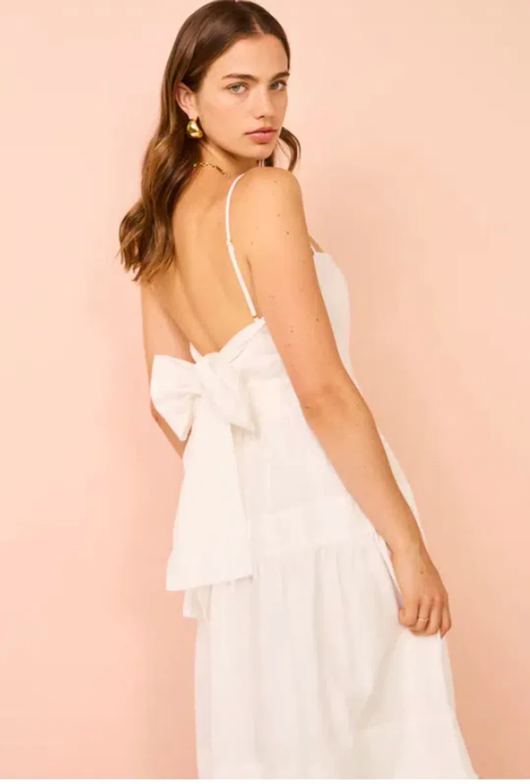 By Nicola Monet Tiered Maxi Dress In White Size 10 for rent on The Volte - main image