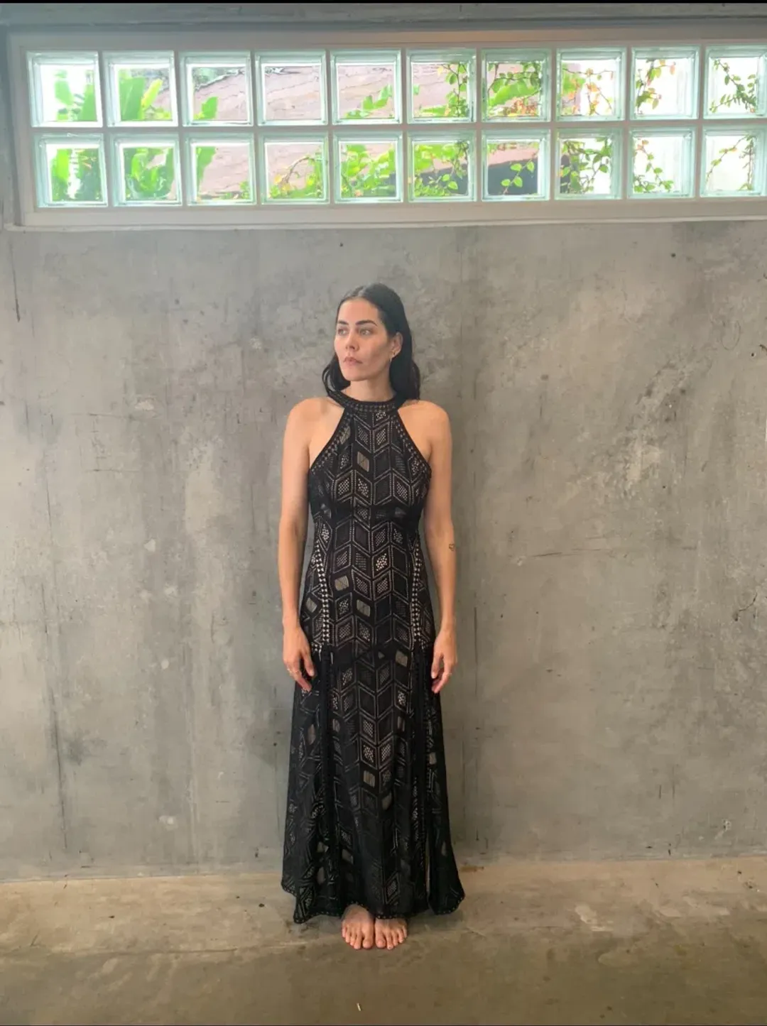 Guess Sunset Geo Lace Maxi Dress Black Size 10 for rent on The Volte - main image