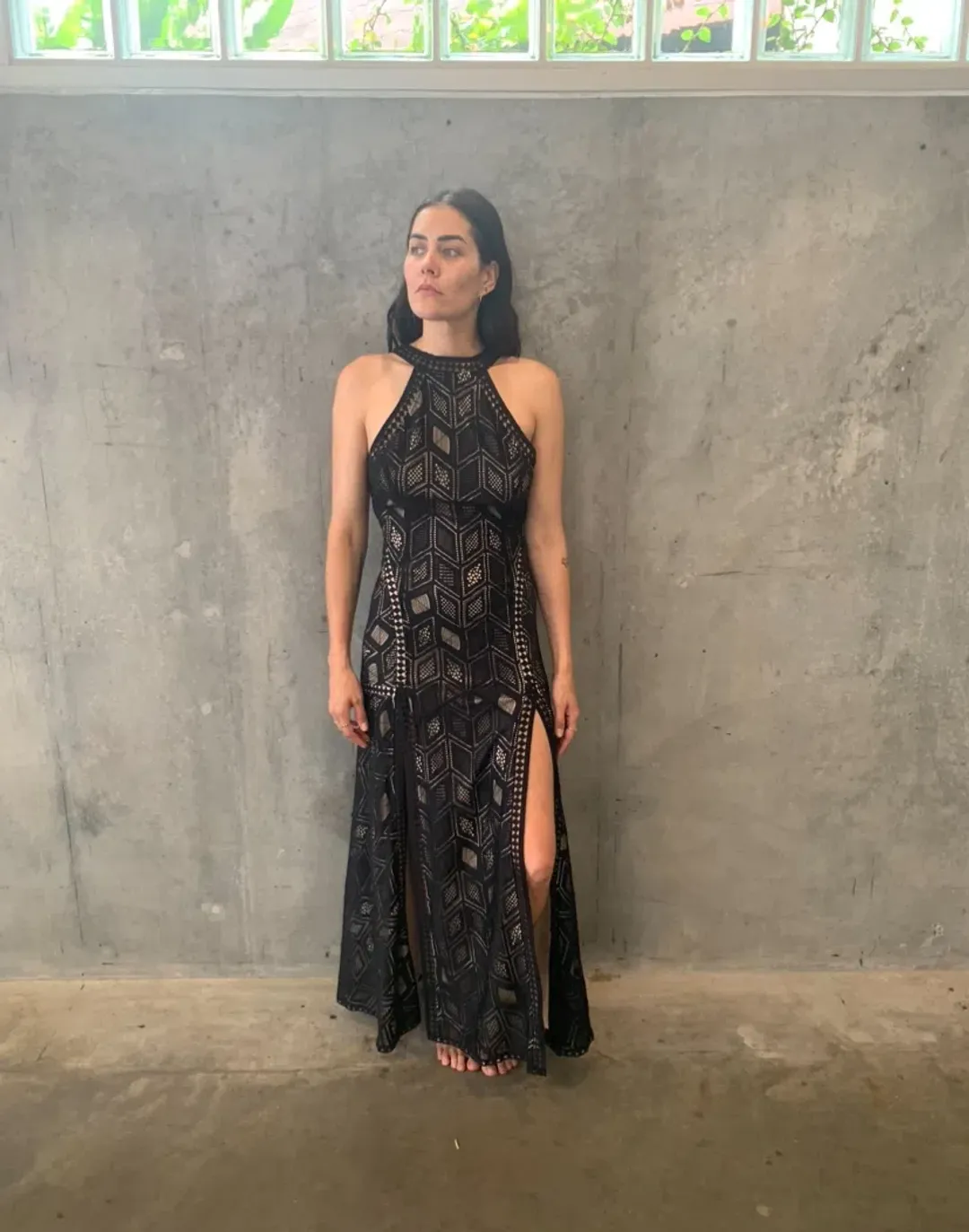 Guess Sunset Geo Lace Maxi Dress Black Size 10 for rent on The Volte - main image