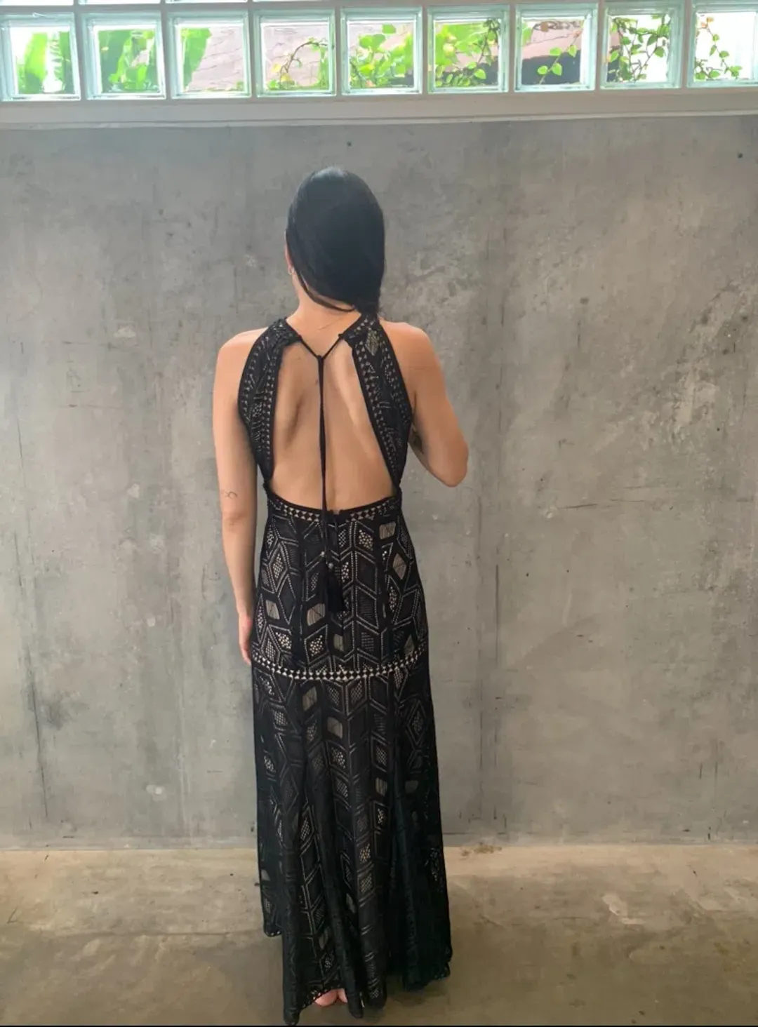 Guess Sunset Geo Lace Maxi Dress Black Size 10 for rent on The Volte - main image