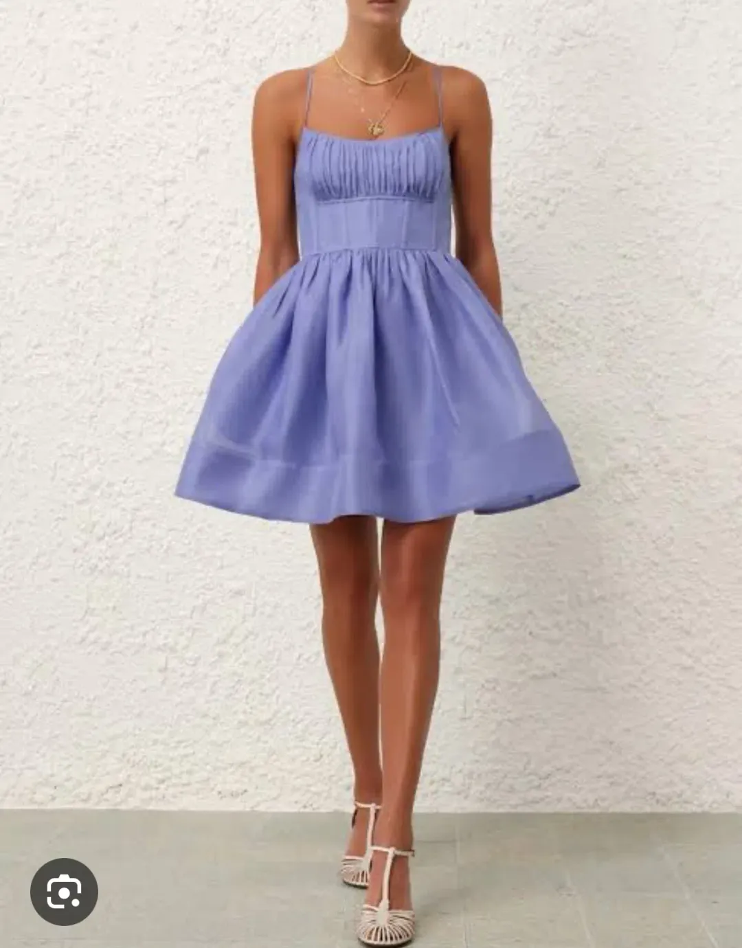 Zimmermann Natura Ruched Mini Dress Iris Purple Size 0P/Au 6 for rent on The Volte - main image