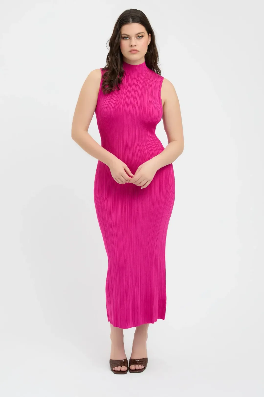 Kookai Raisa Funnel Midi Dress Pink Size 8 for rent on The Volte - main image