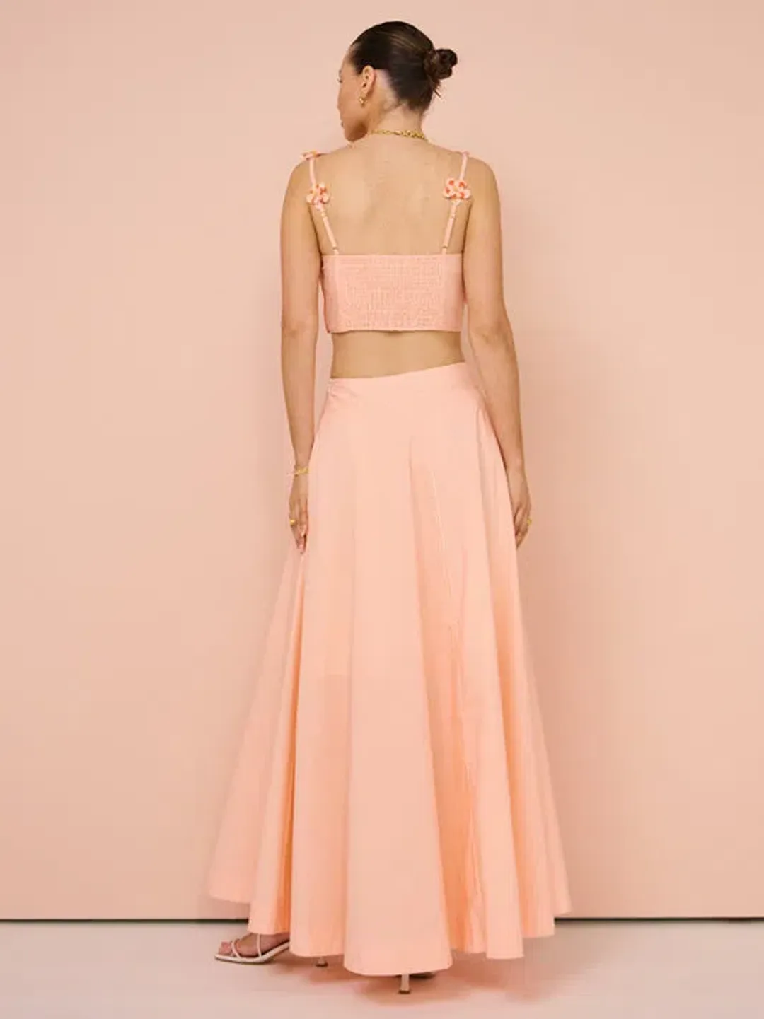 Aston Studio Mimi Bralette and Skirt Set in Nectar Fine Stripe Size 8 for rent on The Volte - main image