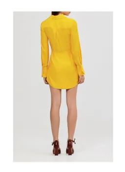 Acler Alma Silk Shirt Dress Yellow Size 8 for rent on The Volte - image 2