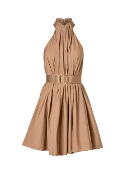Scanlan Theodore Cotton Strapping Mini Dress in Cashew Size 8 for rent on The Volte - image 3