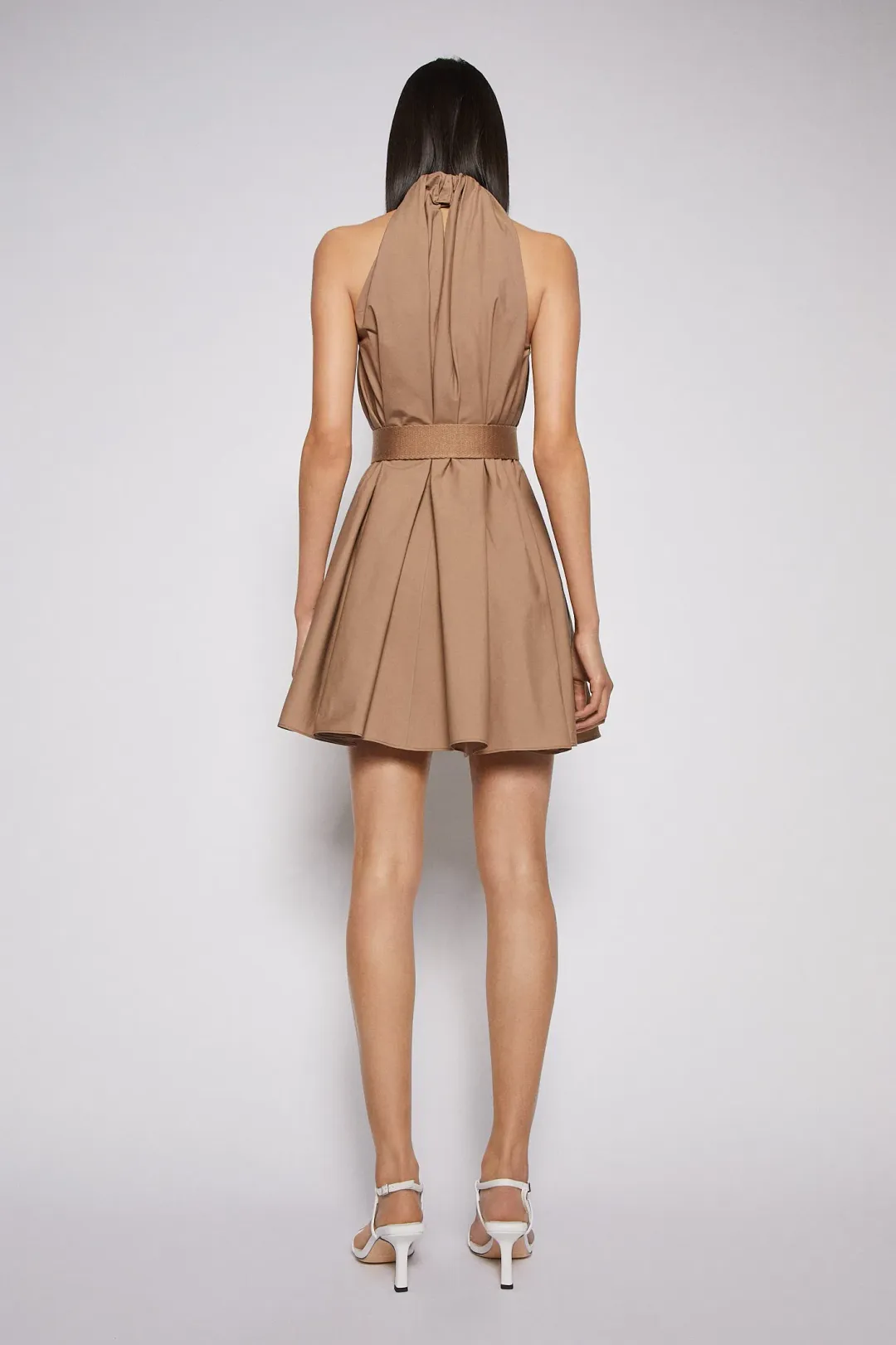 Scanlan Theodore Cotton Strapping Mini Dress in Cashew Size 8 for rent on The Volte - main image