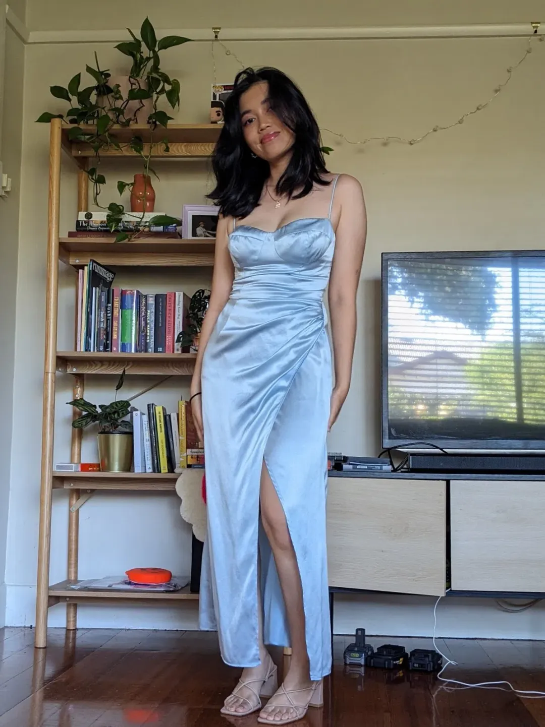 Reformation Marguerite Silk Dress Horizon Blue Size US 0 / AU 4 for rent on The Volte - main image