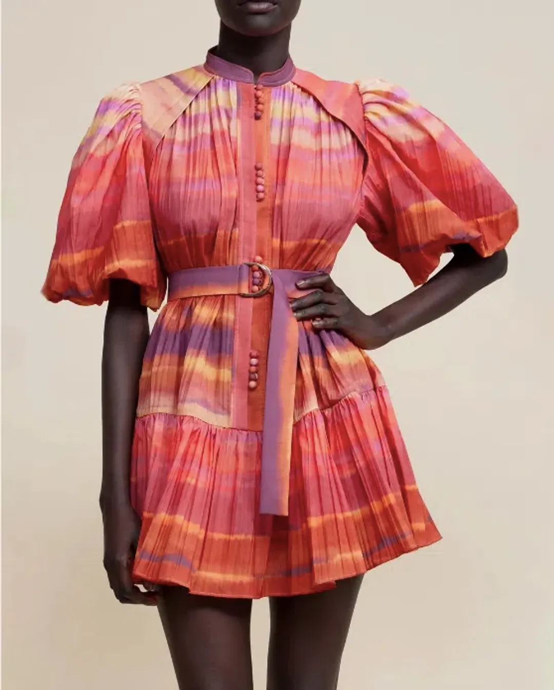 Acler Cardine Mini Dress Watercolour Horizon Size 8 for rent on The Volte - main image